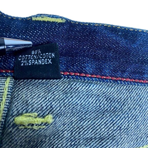 CLUB MONACO Women's Blue Dark Wash Distressed Patch Pocket Bootcut Jeans US 2 - Picture 16 of 16